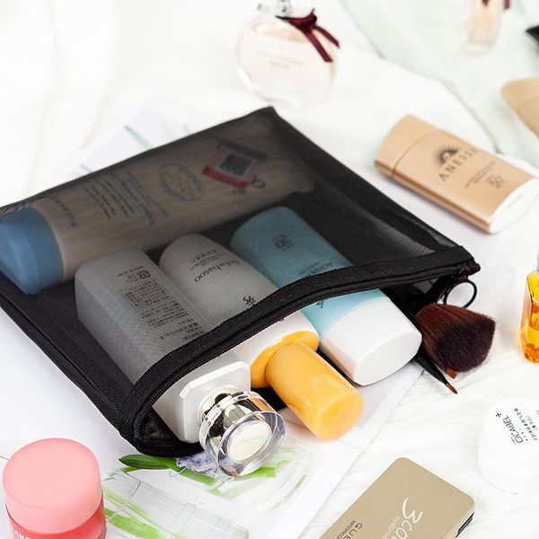 

storage bags cosmetic bag travel small black pouch women transparent toiletry organizers makeup pencil case nylon zipper wallet