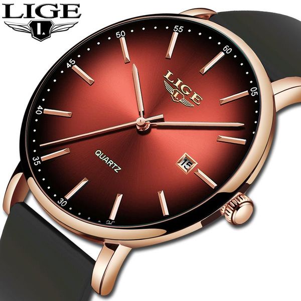 

mens watches business men watch silicone band clock fashion waterproof for wristwatches, Slivery;brown