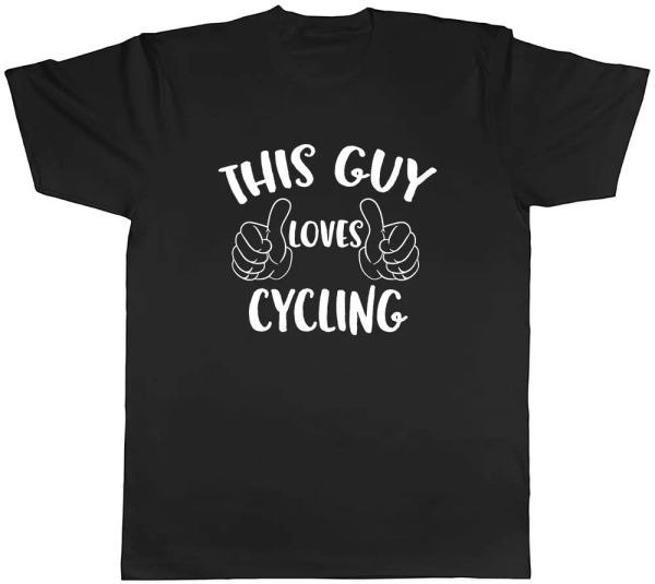 

this guy loves cycling mens t-shirt tee, White;black