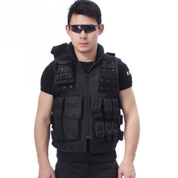 

quality men military tactical vest paintball camouflage molle hunting assault shooting plate security jackets, Camo;black