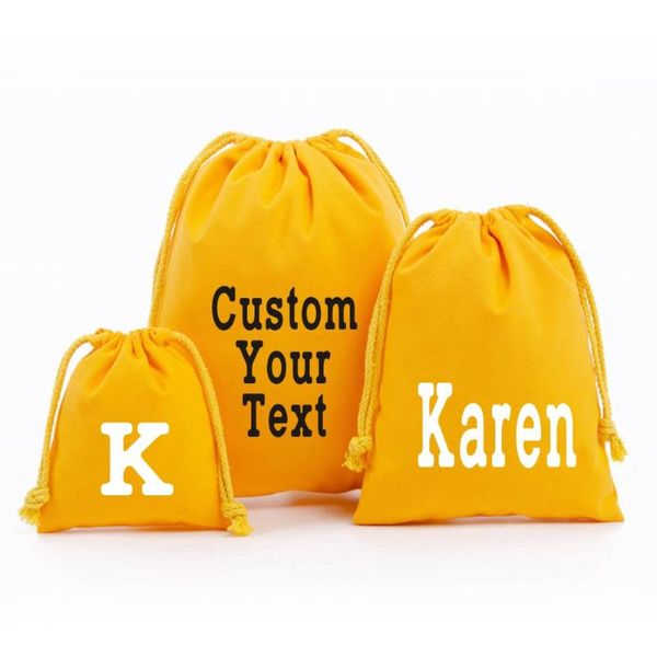 

gift wrap personalised cotton yellow bag eco friendly name custom logo wedding favor underwear swimwear accessory cosmetic