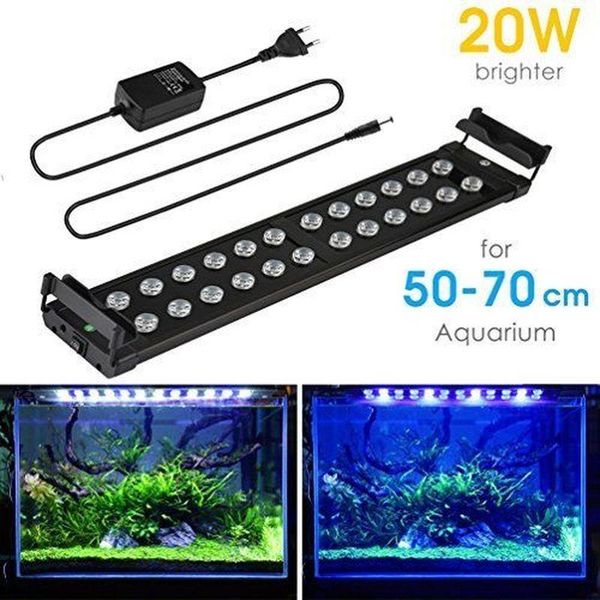

aquariums lighting ncfaqua 20" saltwater aquarium led fish tank light lamp with extendable bracket white blue leds for marine reef eu p