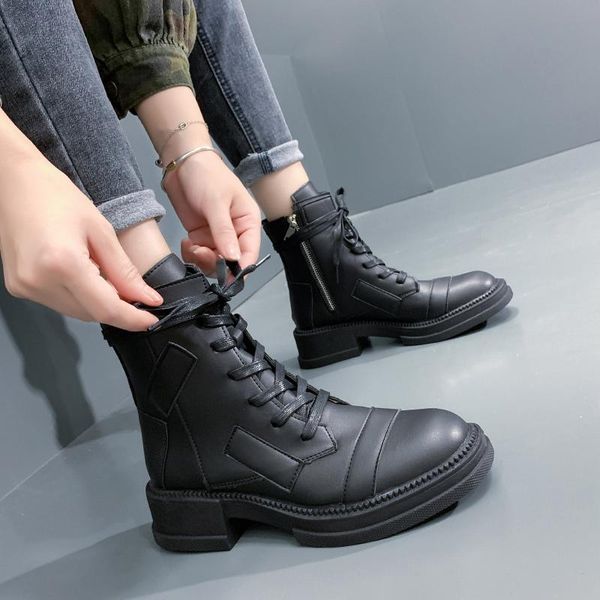 

boots women's autumn thin british style black breathable all-match short 2021