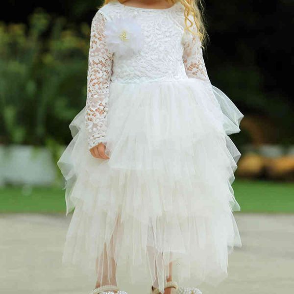 

girl's dresses spring summer party kid clothes mesh long formal princess multi-layer wedding iwae, Red;yellow