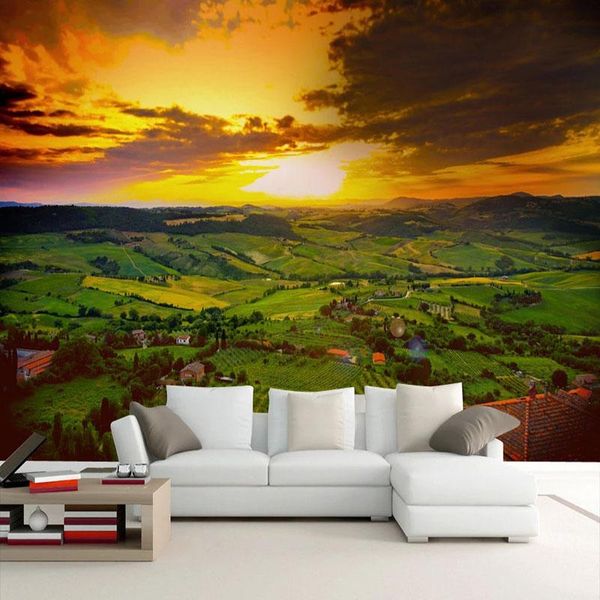 

wallpapers custom 3d mural wallpaper sunset countryside landscape oil painting wall paper scenery for walls living room tv sofa home decor