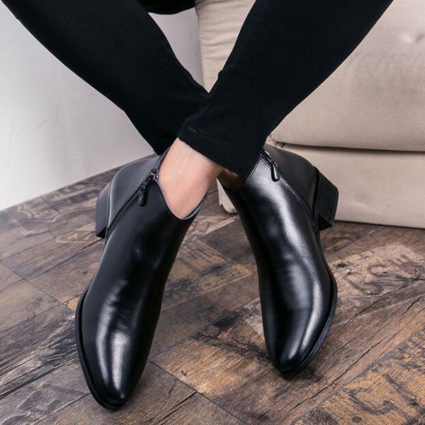 

boot finger foot zip men sewing solid insurance zapate vintage boots winter safety shoes, Black