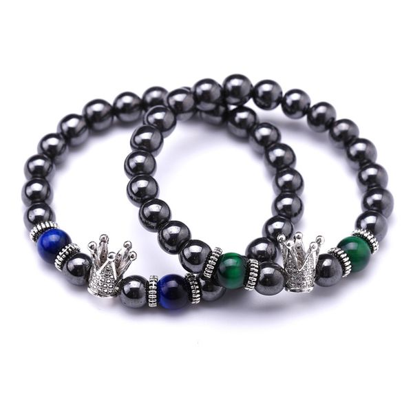 

assurance commerce de haute qualitÃ© 8mm hÃ©matite oeil de tigre bracelet couronne or, Black