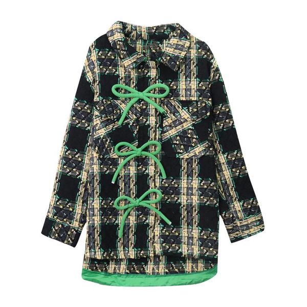 

women's suits & blazers bowknot long-sleeved plaid jacket spring autumn 2022 korean style loose women coats clothes d, White;black