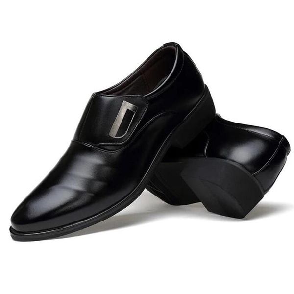 

dress shoes mens black pu leather pointed comfortable office plus size 38-48 shoe slip on male causal bussiness