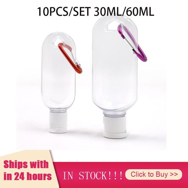 

storage bottles & jars refillable 10pcs/lot 30ml 60ml empty bottle with key ring travel transparent plastic hand sanitizer