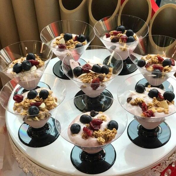 

disposable cups & straws 20pcs thick plastic 180ml creative transparent wine cocktail cup party wedding favor pudding