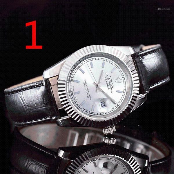 

wristwatches fashion men's luxury designer watch quartz classic black steel band calendar business brand gifts 048, Slivery;brown