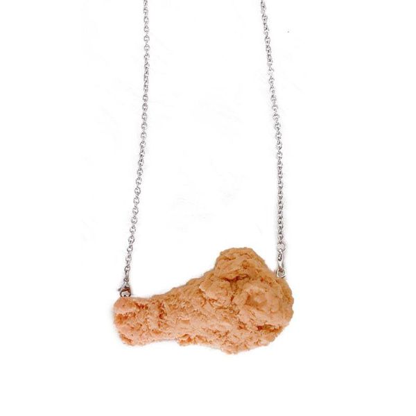 

pendant necklaces simulation fried chicken necklace lovely funny realistic food jewelry 62ke, Silver