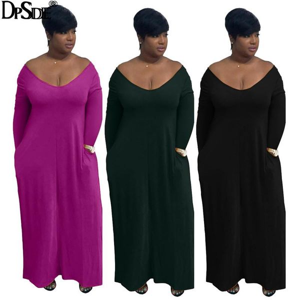 

casual dresses 2021 women street style long sleeve hooded collar pockets pure color floor-length, Black;gray