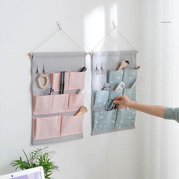 

storage boxes & bins 7 pockets cotton linen hanging organizers wall door closet organizer bag cosmetics sundries bags