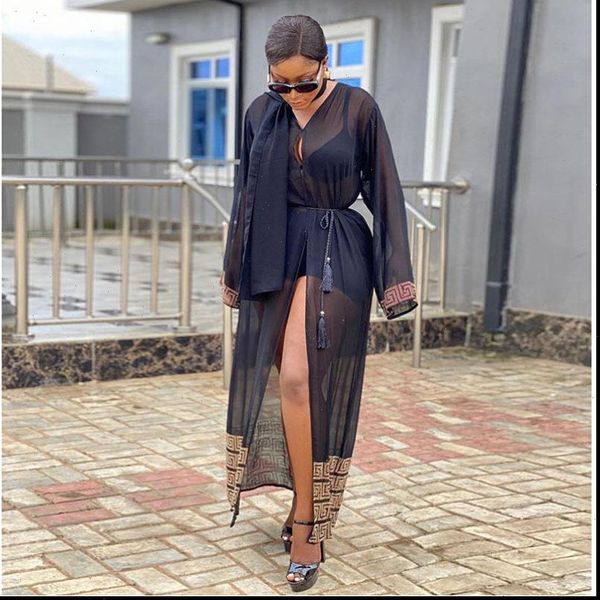 

african dashiki chiffon summer women dress maxi long plaid diamond transparent design fashion brand vestidos, Black;gray