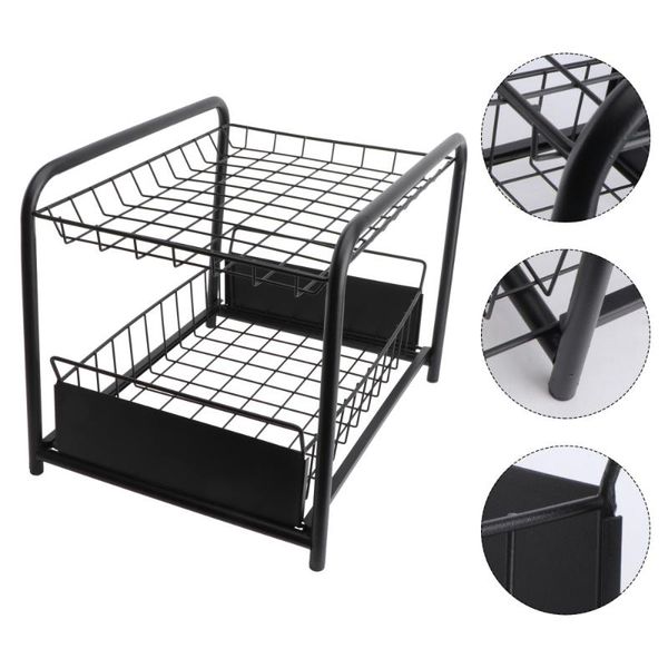 

kitchen storage rack drawer cabinet push-pull type organizer (black) & organization