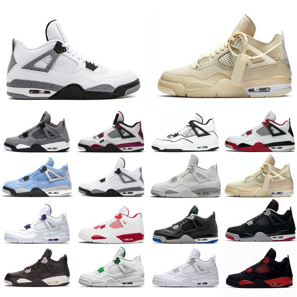 

new basketball shoes 4s man woman black cat court purple university red neon bred orange metallic white cement size 36-45 good
