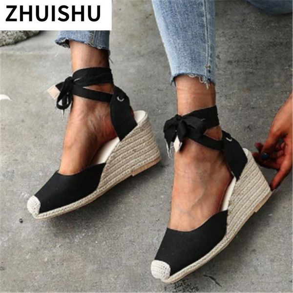 

sandals 2021 summer women's fashion ankle strap women shoes wedge female beige plus size 35-43, Black