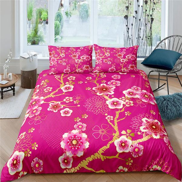 

bedding sets home living 3d pink flower print 2/3pcs set comfortable duvet cover pillowcase textile  and king eu/us/au size