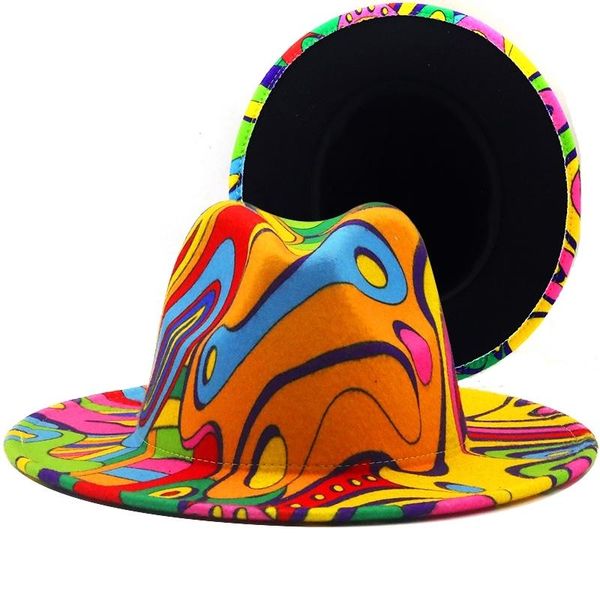 

wide brim hats wool jazz cap colorful style hat panama felt fedoras for men women artificial, Blue;gray