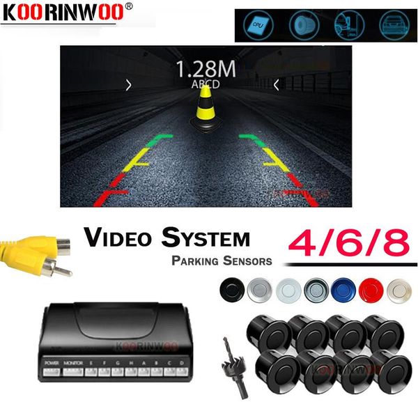 

car rear view cameras& parking sensors koorinwoo visible video 8/6/4 probes backlight front with alarm parktronic for dvd andriod media syst