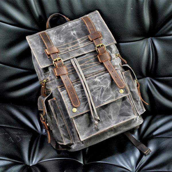 

backpack waxed canvas for men waterproof lapbags vintage hiking