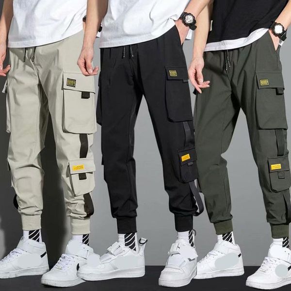 

men's pants 2021 autumn men hip hop harem joggers male trousers mens multi-pocket cargo skinny sweatpants plus size 5xl, Black