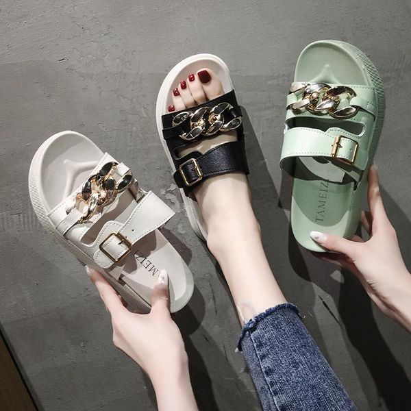 

slippers rivet low pu basic fabric hoof heels rubber metal decoration, Black