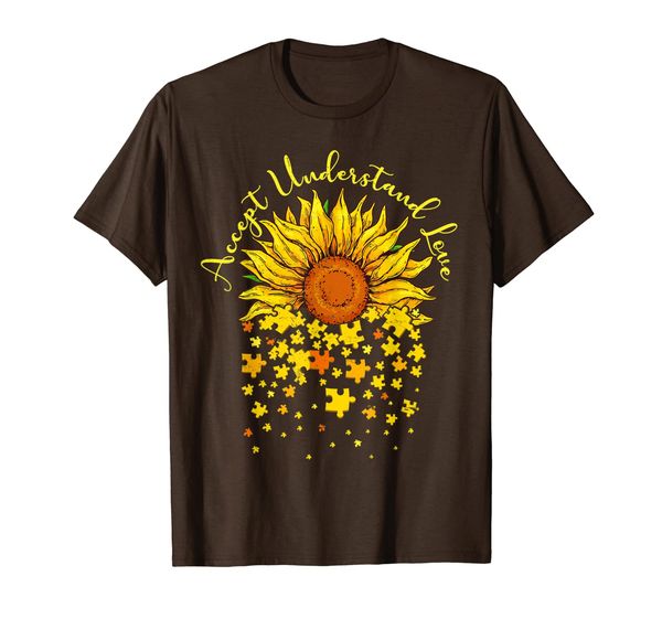 

funny sunflower autism awareness accept understand love t-shirt, White;black