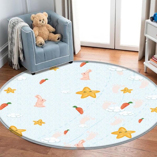 

carpets 2021simple star cute pattern non-slip children flannel round carpet baby play mat comfortable