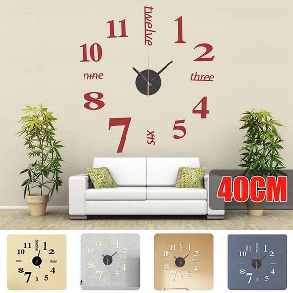 

wall stickers clock 3d diy home decoration acrylic mirror modern needle living room