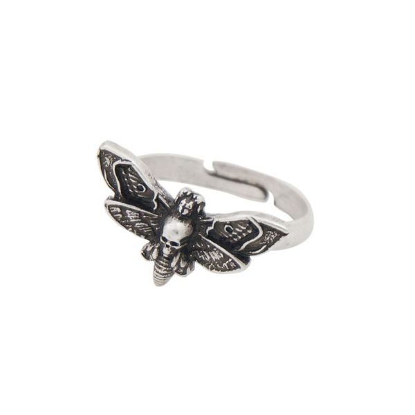 

cluster rings 12pcs dead head moth mini cute ring wicca talisman jewelry gothic vintage, Golden;silver