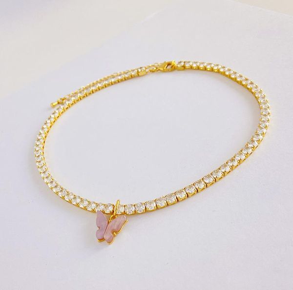 

pendant necklaces micro zircon necklace female niche design europe and america ins wind butterfly clavicle chain korea accessories chocker, Silver