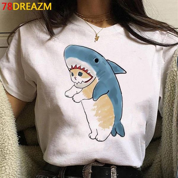 

women's t-shirt cat tees women harajuku vintage plus size kawaii, White