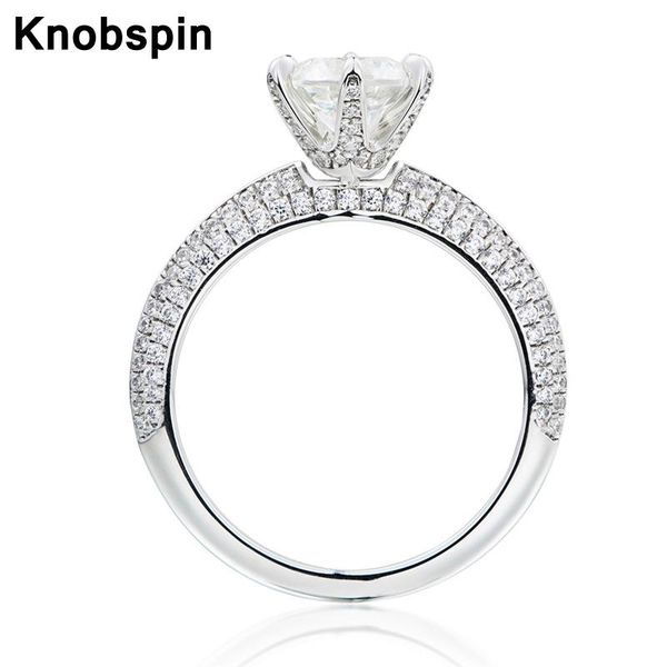 

cluster rings knobspin 100% 925 sterling silver pigeon eggs shape wedding for women high carbon diamond party fine jewelry wholesale, Golden;silver