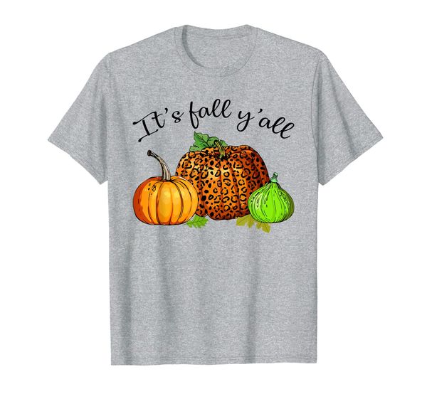 

it's fall y'all leopard print pumpkin spice thanksgiving t-shirt, White;black