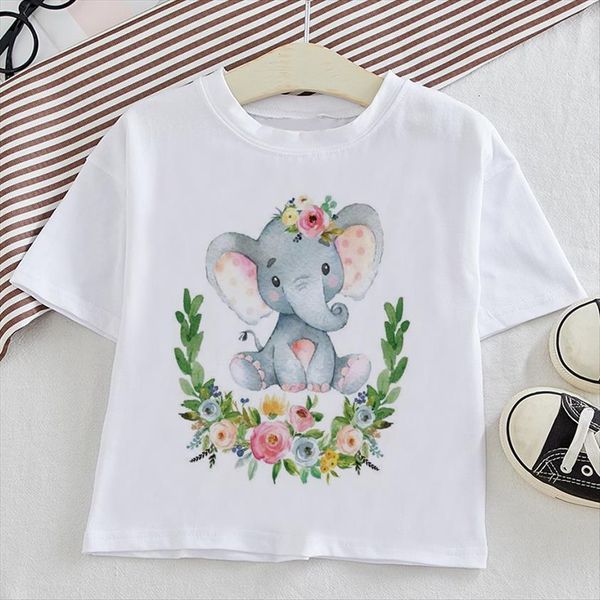 

childrens t shirt children for girl boy girls kids shirts child baby toddler elephant flowers clothing short tees, Blue