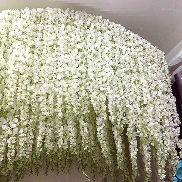 

decorative flowers & wreaths 120cm long wisteria vine rattan for wedding arch party decoration white artificial flores garland wreath1