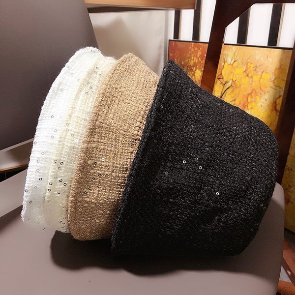 

net red fisherman's hat women's designer version versatile sequin cotton hemp bucket basin sun sunscreen children's face, Yellow