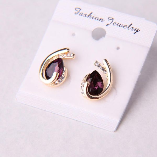 

stud fashion fresh small earrings female temperament simple purple semi-precious stones prevent allergy earring, Golden;silver