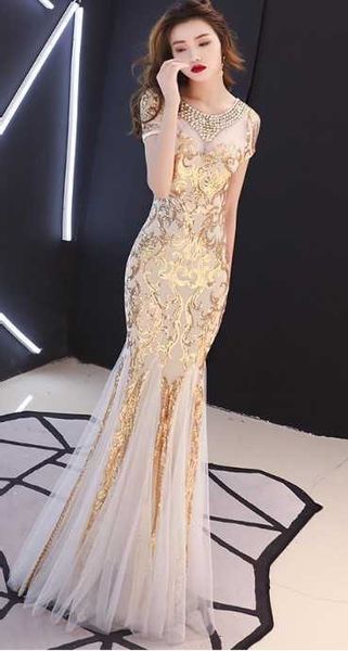 

luxury evening party dresses women's mh nail bead sequin fashion evening, Black