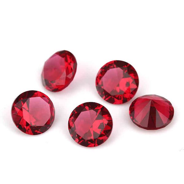 Gemme sintetiche in vetro AAAAA di colore rosso rosa sciolto di forma rotonda da 1,0 mm ~ 15 mm per gioielli in pietra fai-da-te