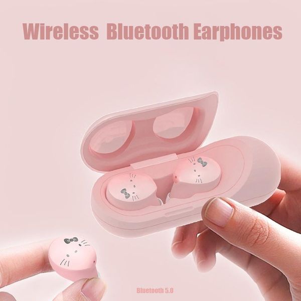 

cute wireless headphones 5.0 earphone with charging box for 11 mini cat earbuds noise reduction gift cell phone earphones