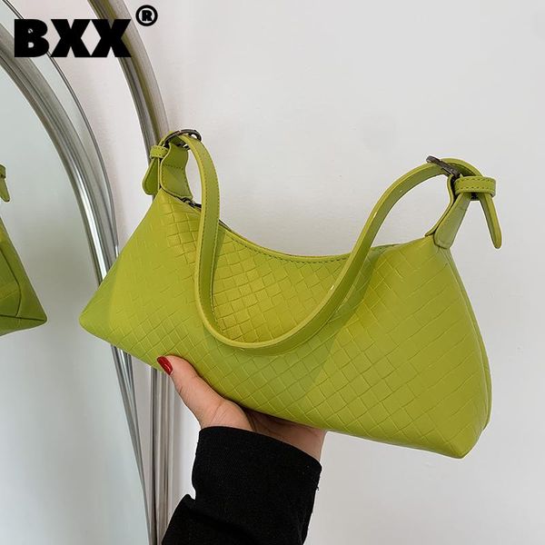 

evening bags [bxx] simple pu leather weave crossbody for women 2021 summer shoulder bag handbags trending luxury hand hu022