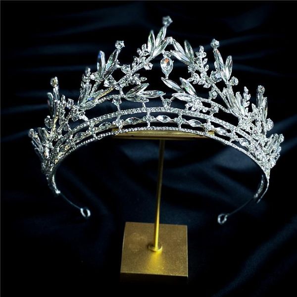 

hair clips & barrettes elegant rhinestone crown bridal european style headdress wedding tiara accessories dress hq0163, Golden;silver
