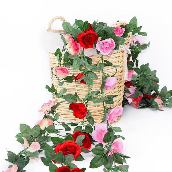 

decorative flowers & wreaths 2.2m artificial rose rattan garland wedding christmas decoration spring autumn home garden diy fake plant vine