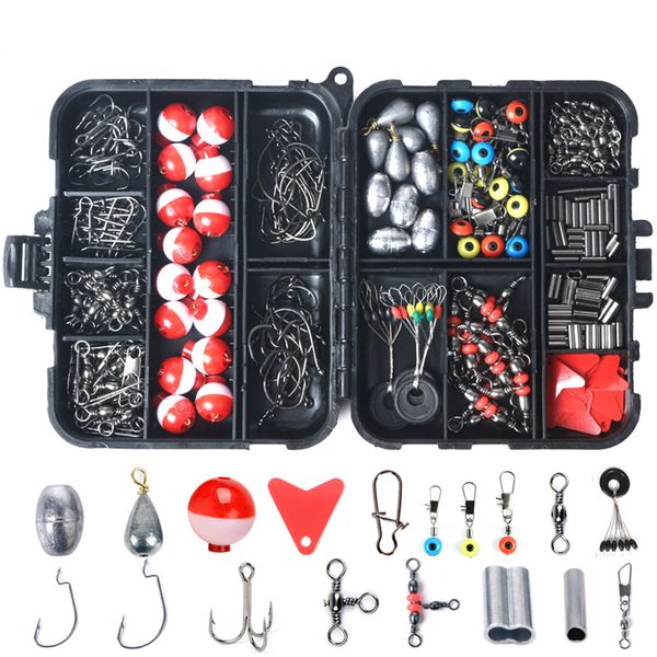 263 pezzi/set kit di accessori per attrezzatura da pesca compresi ganci jig bullet bass casting pesi per zavorre girelle a scatto zavorra vetrini scatola di immagazzinaggio