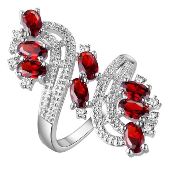 

cluster rings 3colors silver 925 long for women fashion luxury jewelry plum blossom flower crystal wedding ring femme bague party dinner, Golden;silver