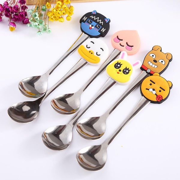 

disposable dinnerware 2pcs cute creative cartoon flatware stainless steel child tableware baby feeding spoon fork set kitchen tool